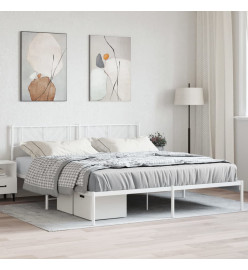 Cadre de lit métal avec tête de lit blanc 193x203 cm