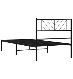 Cadre de lit métal avec tête de lit noir 80x200 cm