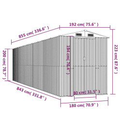 Abri de jardin Anthracite 192x855x223 cm Acier galvanisé