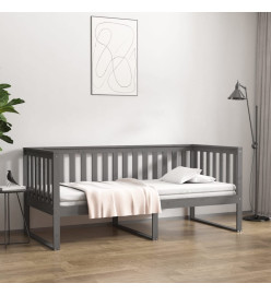 Lit de jour Gris 90x200 cm Bois de pin massif
