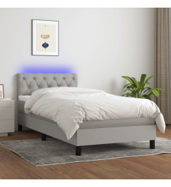 Sommier tapissier avec matelas et LED Gris clair 80x200cm Tissu