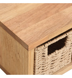 Étagère murale avec paniers 62x18x16 cm Bois massif de noyer