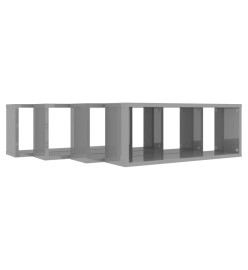 Étagères cube murales 4 pcs Gris brillant 60x15x23 cm Aggloméré