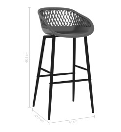 Chaises de bar lot de 2 gris