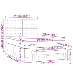 Lit à sommier tapissier avec matelas Bleu 140x200 cm Tissu