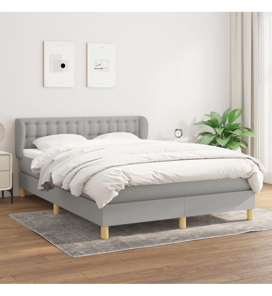 Lit à sommier tapissier avec matelas Gris clair 140x200cm Tissu Lit à sommier tapissier avec matelas Gris clair 140x200cm Tissu