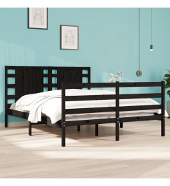 Cadre de lit Noir Bois de pin massif 120x190 cm Petit Double