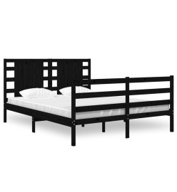 Cadre de lit Noir Bois de pin massif 120x190 cm Petit Double