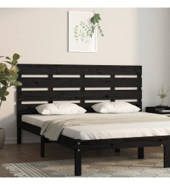 Tête de lit Noir 140x3x80 cm Bois massif de pin