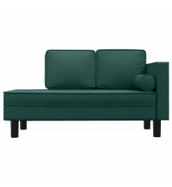 Chaise longue avec coussins et traversin vert foncé tissu