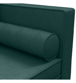 Chaise longue avec coussins et traversin vert foncé tissu