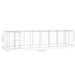 Chenil extérieur Acier galvanisé avec toit 16,94 m²