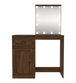 Coiffeuse avec LED chêne marron 90x50x132,5cm bois d'ingénierie