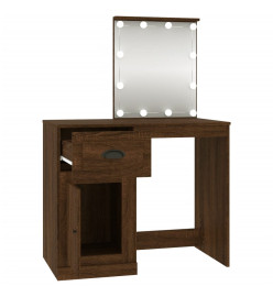 Coiffeuse avec LED chêne marron 90x50x132,5cm bois d'ingénierie