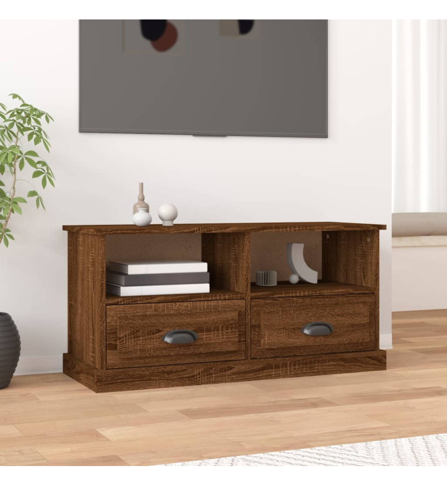 Meuble TV chêne marron 93x35,5x45 cm bois d'ingénierie