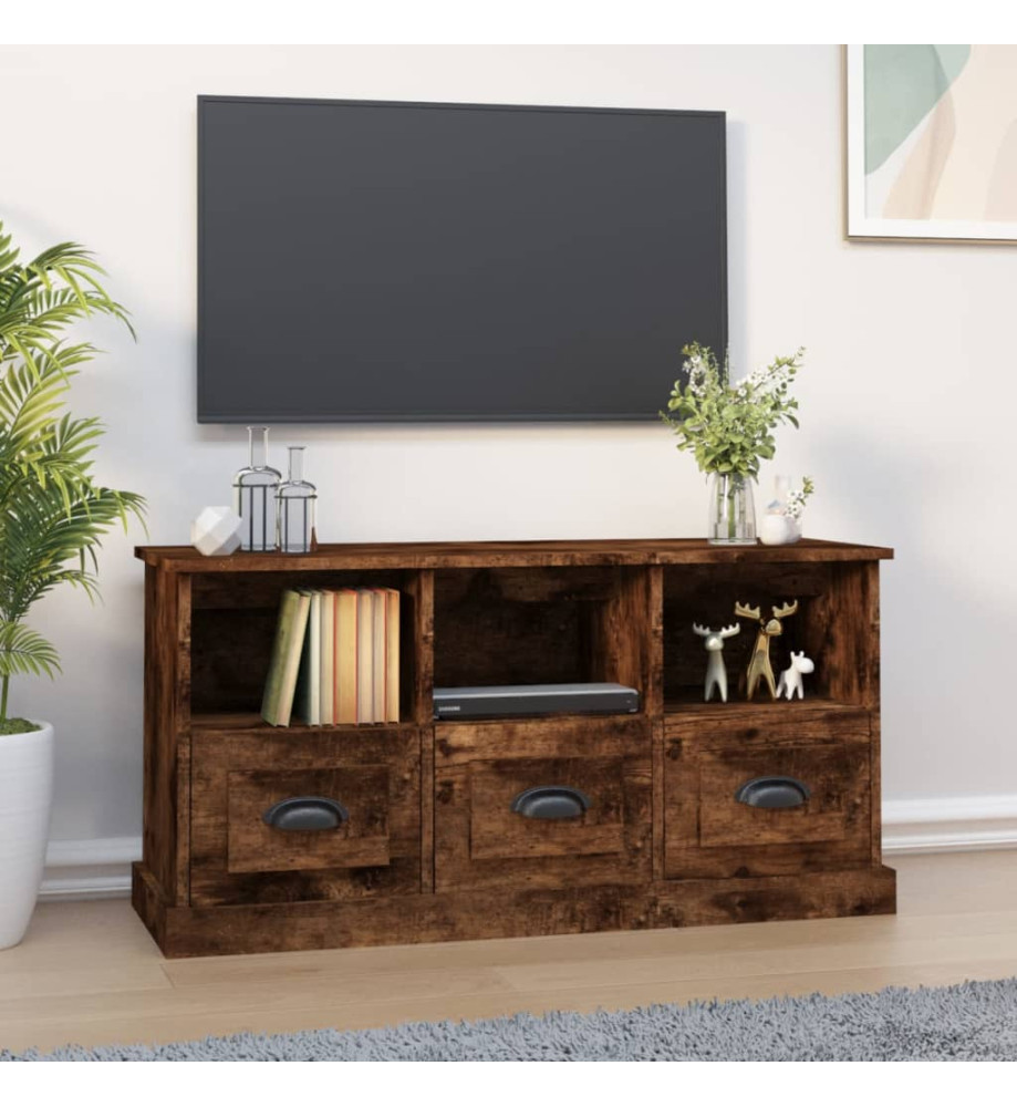 Meuble TV chêne fumé 100x35x50 cm bois d'ingénierie