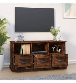 Meuble TV chêne fumé 100x35x50 cm bois d'ingénierie