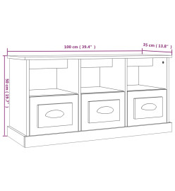 Meuble TV chêne fumé 100x35x50 cm bois d'ingénierie