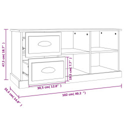 Meuble TV chêne fumé 102x35,5x47,5 cm bois d'ingénierie