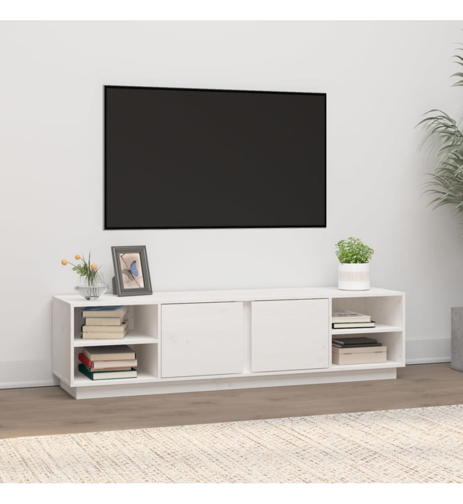 Meuble TV Blanc 156x40x40 cm Bois de pin massif