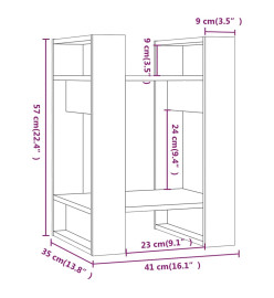 Bibliothèque/Séparateur de pièce Noir 41x35x57 cm Pin solide