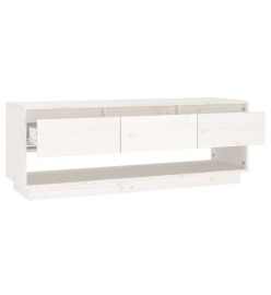 Meuble TV Blanc 110,5x34x40 cm Bois de pin massif