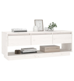 Meuble TV Blanc 110,5x34x40 cm Bois de pin massif