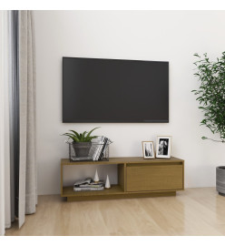 Meuble TV Marron miel 110x30x33,5 cm Bois de pin massif