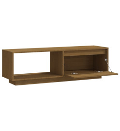 Meuble TV Marron miel 110x30x33,5 cm Bois de pin massif