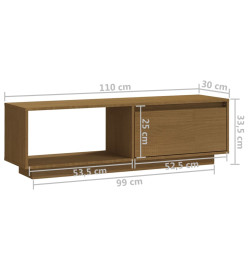 Meuble TV Marron miel 110x30x33,5 cm Bois de pin massif