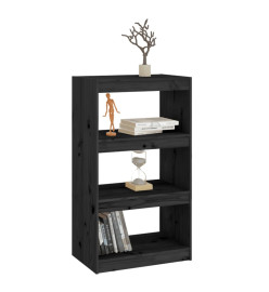 Bibliothèque/Séparateur de pièce Noir 60x30x103,5 cm Pin solide