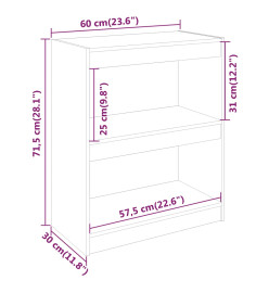 Bibliothèque/Cloison Blanc 60x30x71,5 cm Bois solide de pin