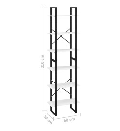 Étagère de rangement Blanc 60x30x210 cm Bois d'ingénierie
