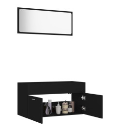 Ensemble de meubles de salle de bain 2 pcs Noir Aggloméré