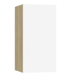 Meuble TV Blanc et chêne sonoma 30,5x30x60 cm Aggloméré