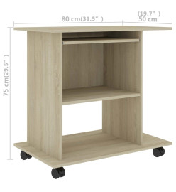 Bureau d'ordinateur Chêne sonoma 80x50x75 cm Aggloméré