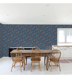 DUTCH WALLCOVERINGS Papier peint Flower Bleu foncé et bronze