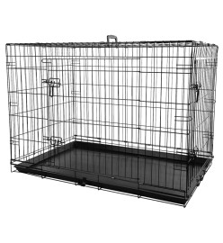 FLAMINGO Cage métallique animaux avec porte coulissante XL Noir