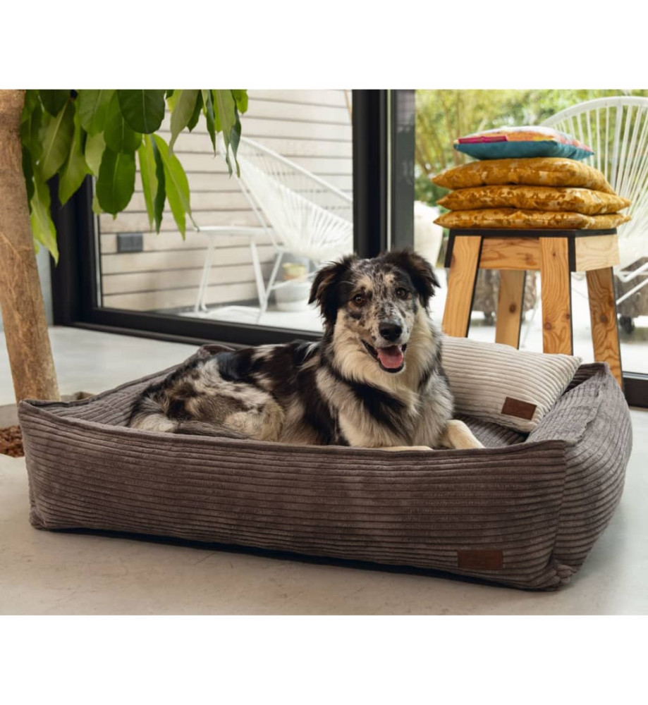 Designed by Lotte Lit nervuré pour chien Marron 80x70x22 cm