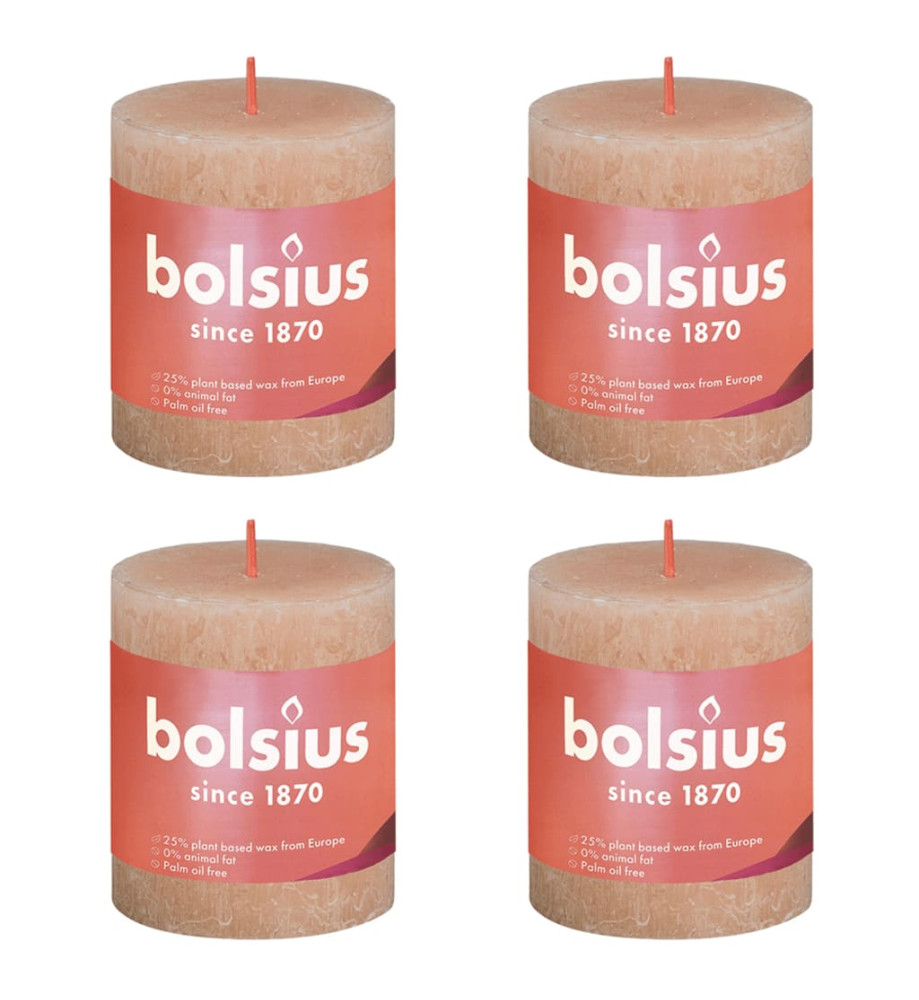 Bolsius Bougies pilier rustiques Shine 4 pcs 80x68 mm Rose brumeux