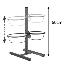 FLAMINGO Support en H avec 2 bols Otis 2,5 L 25 cm