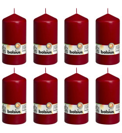 Bolsius Bougies pilier 8 pcs 150x78 mm Rouge bordeaux