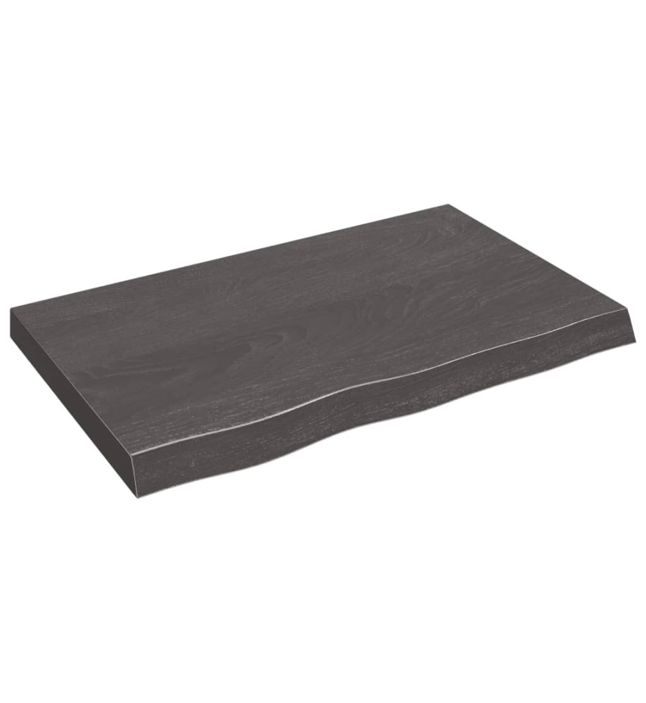 Étagère murale gris foncé 80x50x6 cm bois chêne massif traité