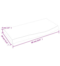 Étagère murale gris foncé 60x30x4 cm bois chêne massif traité