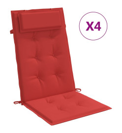 Coussins de chaise à dossier haut lot de 4 rouge tissu oxford