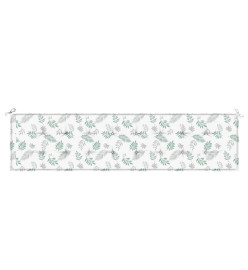 Coussin de banc de jardin motif de feuilles 200x50x3 cm tissu