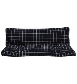 Coussins de palette 2 pcs motif à carreaux noir tissu Oxford