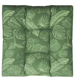 Coussin de palette motif de feuilles 80x80x12 cm tissu