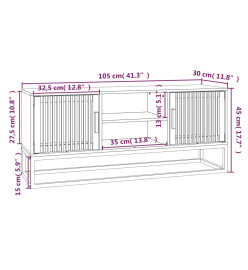 Meuble TV 105x30x45 cm bois d'ingénierie et fer