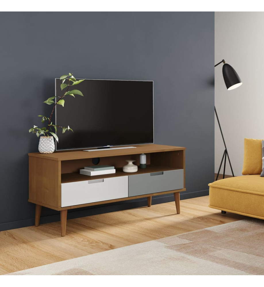 Meuble TV MOLDE Marron 106x40x49 cm Bois de pin massif